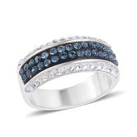 Sterling Silver Blue and White Austrian Crystal Band Ring (size 7 )