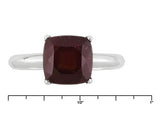 Rhodium over Sterling Silver Square Cut African RUBY Solitaire Ring (Size 7)