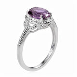 Sterling Silver Rose De France AMETHYST Solitaire Halo Ring