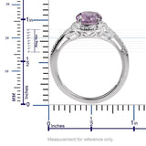 Sterling Silver Rose De France AMETHYST Solitaire Halo Ring