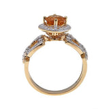 18K Yellow Gold Plated Sterling Silver Brazilian Citrine and Diamond Halo Ring