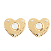 COACH - Gold Plated " Padlock " Heart Shaped Post Earrings with Pearls